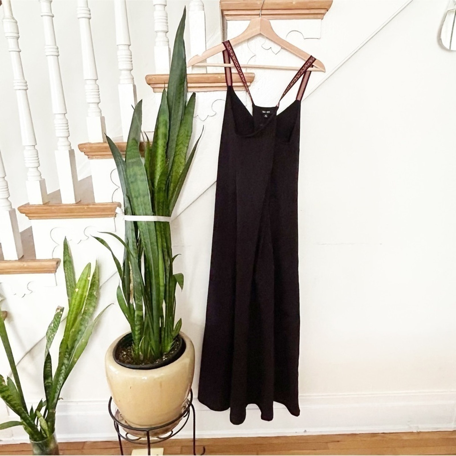 Nwt Saint + Sofia Black Cross Strap Cotton Sunset Midi Dress Size 2 — image 4 of 7